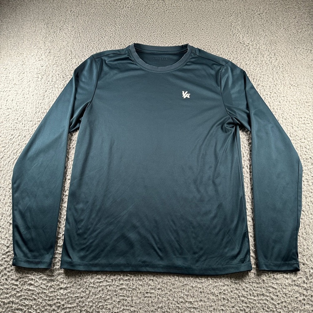 YoungLA Men's Long Sleeve Activewear Shirt Dark Green Size L Workout Athletic